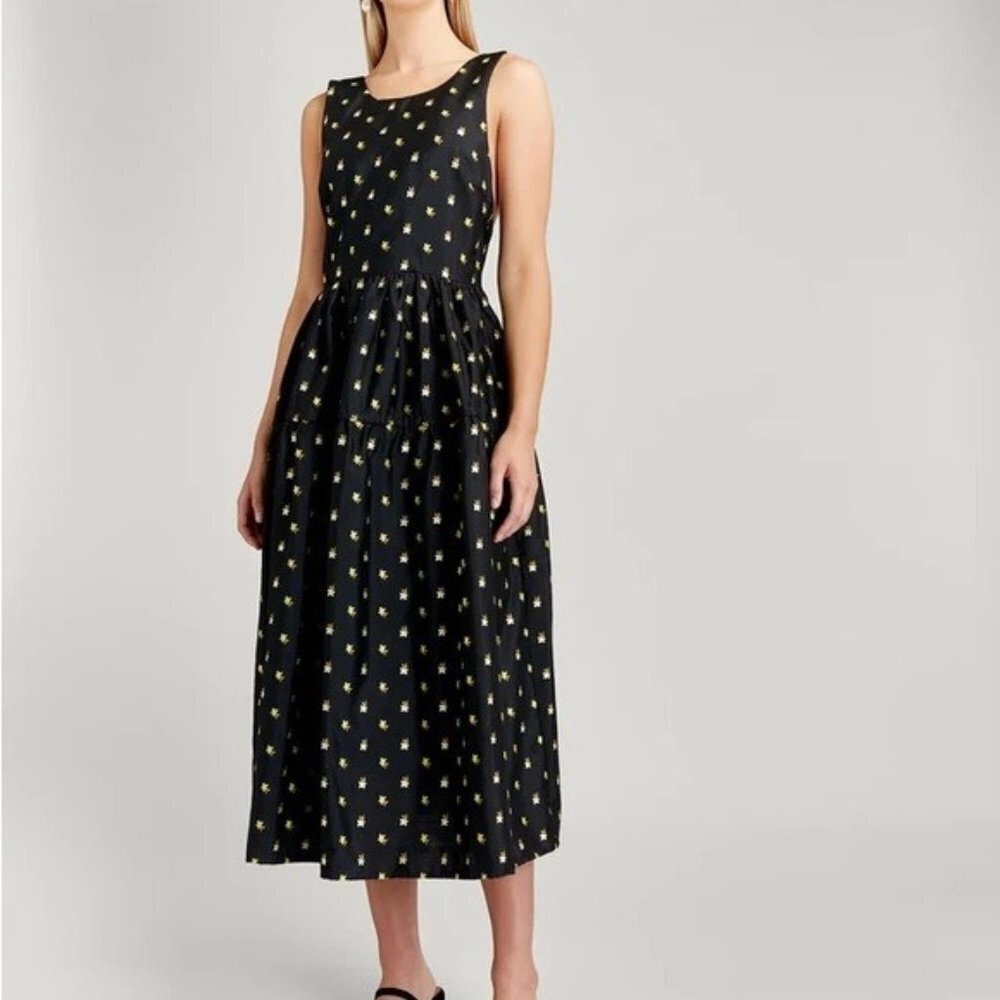 Stine Goya Black Floral Dress Size Small. Tulula Taffeta Floral Midi